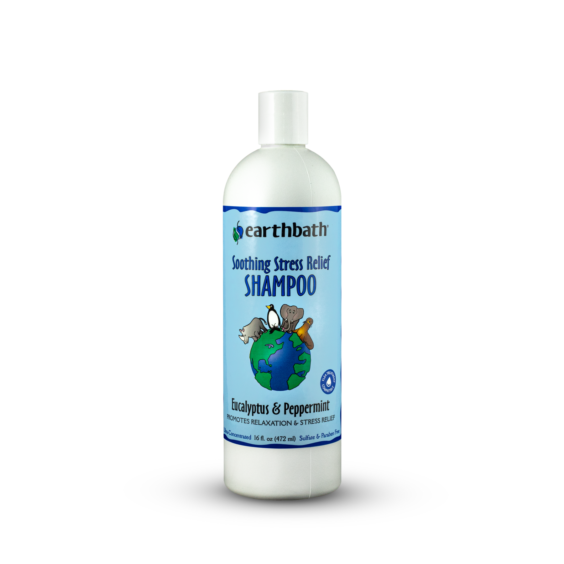 earthbath® Soothing Stress Relief Shampoo, Eucalyptus & Peppermint, Promotes Relaxation & Stress Relief, Made in USA, 16 oz