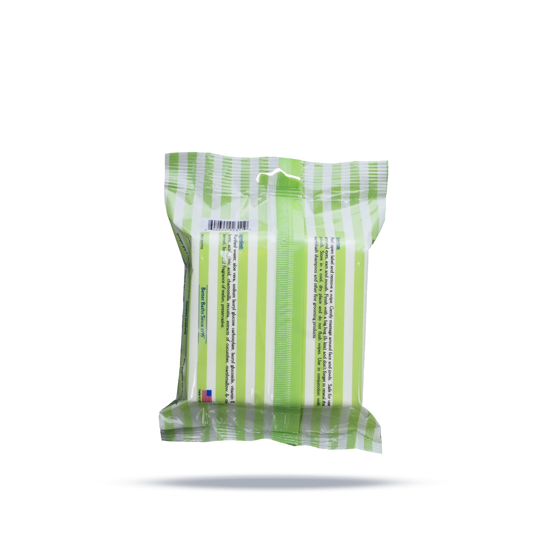 earthbath® Facial Wipes, Hypo-Allergenic Cucumber Melon for Dogs, Cats, Puppies & Kittens, 25 ct re-sealable package
