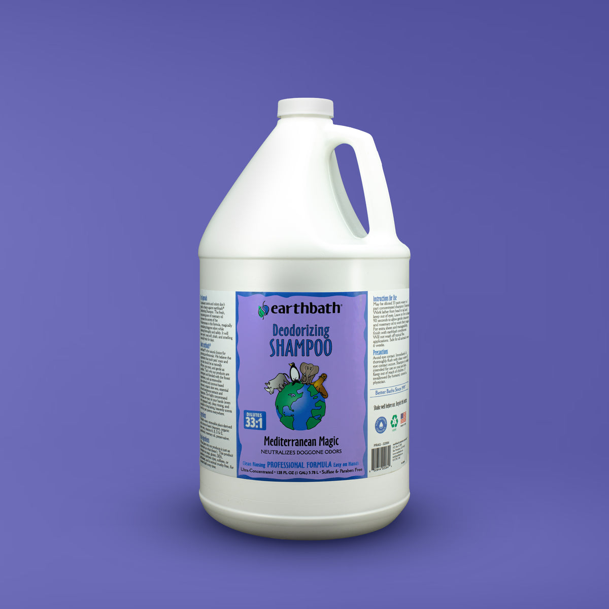earthbath® Deodorizing Shampoo, Mediterranean Magic, Neutralizes Doggone Odors, Made in USA, 128 oz