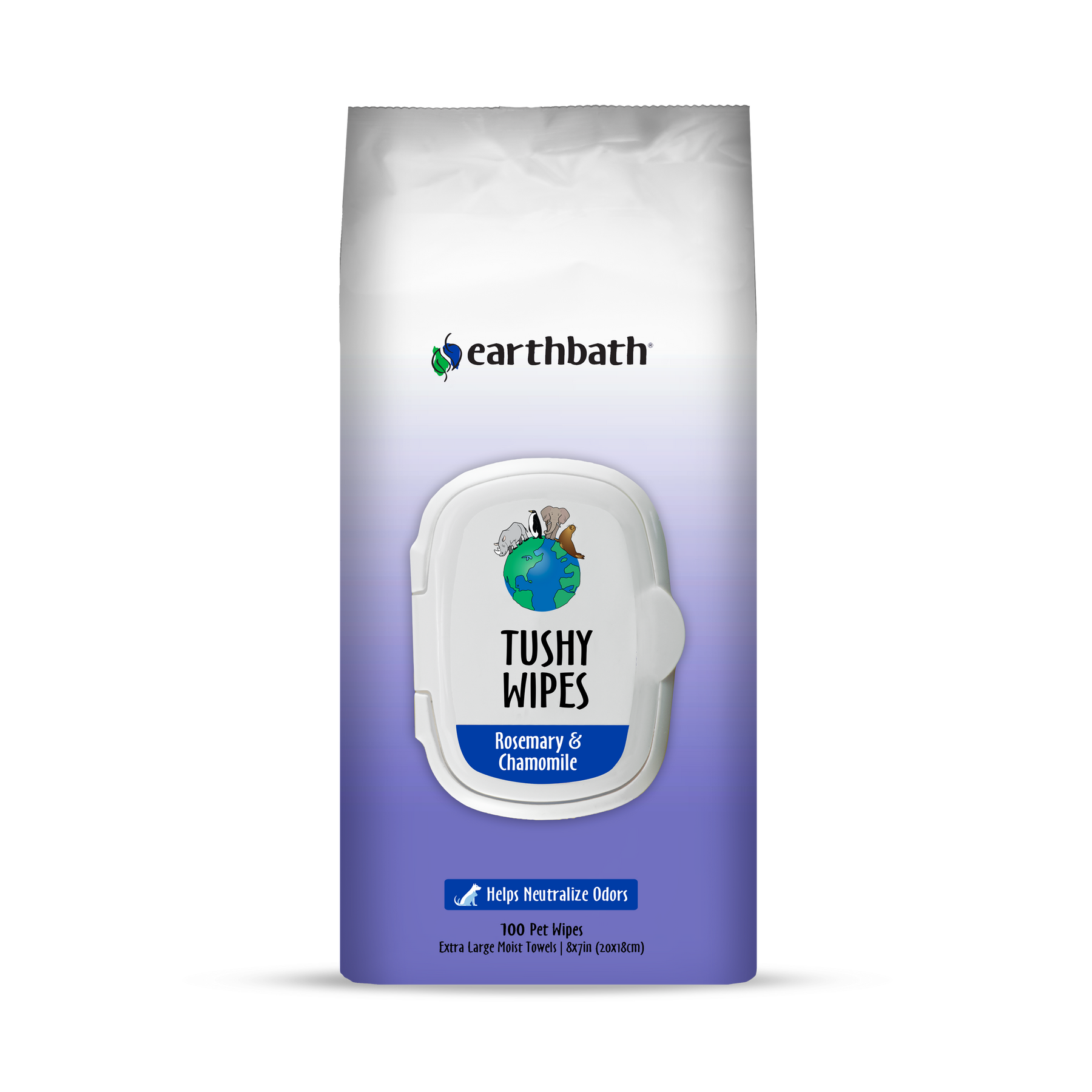 earthbath® Tushy Wipes, Rosemary & Chamomile Odor-Eating Enzymes & Baking Soda, 
