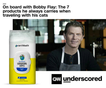 CNN Underscored : Bobb Flay uses earthbath Cat Grooming Wipes while traveling 