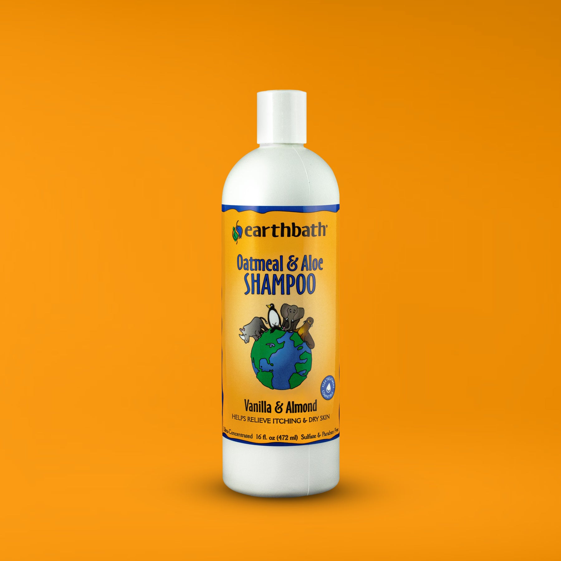 earthbath® Oatmeal & Aloe Shampoo, Vanilla & Almond, Helps Relieve Itchy Dry Skin, Made in USA, 16 oz