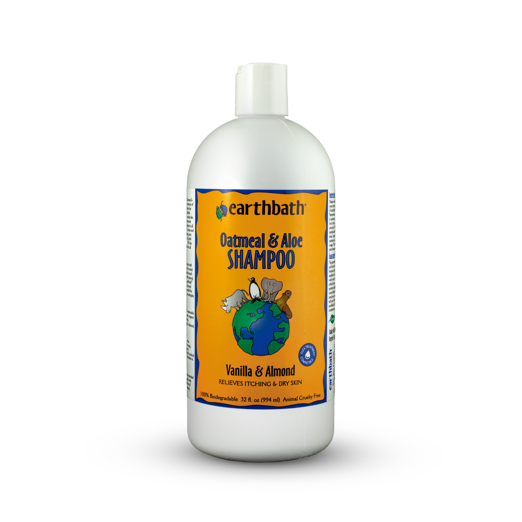 earthbath® Oatmeal & Aloe Shampoo, Vanilla & Almond, Helps Relieve Itchy Dry Skin, Made in USA, 32 oz