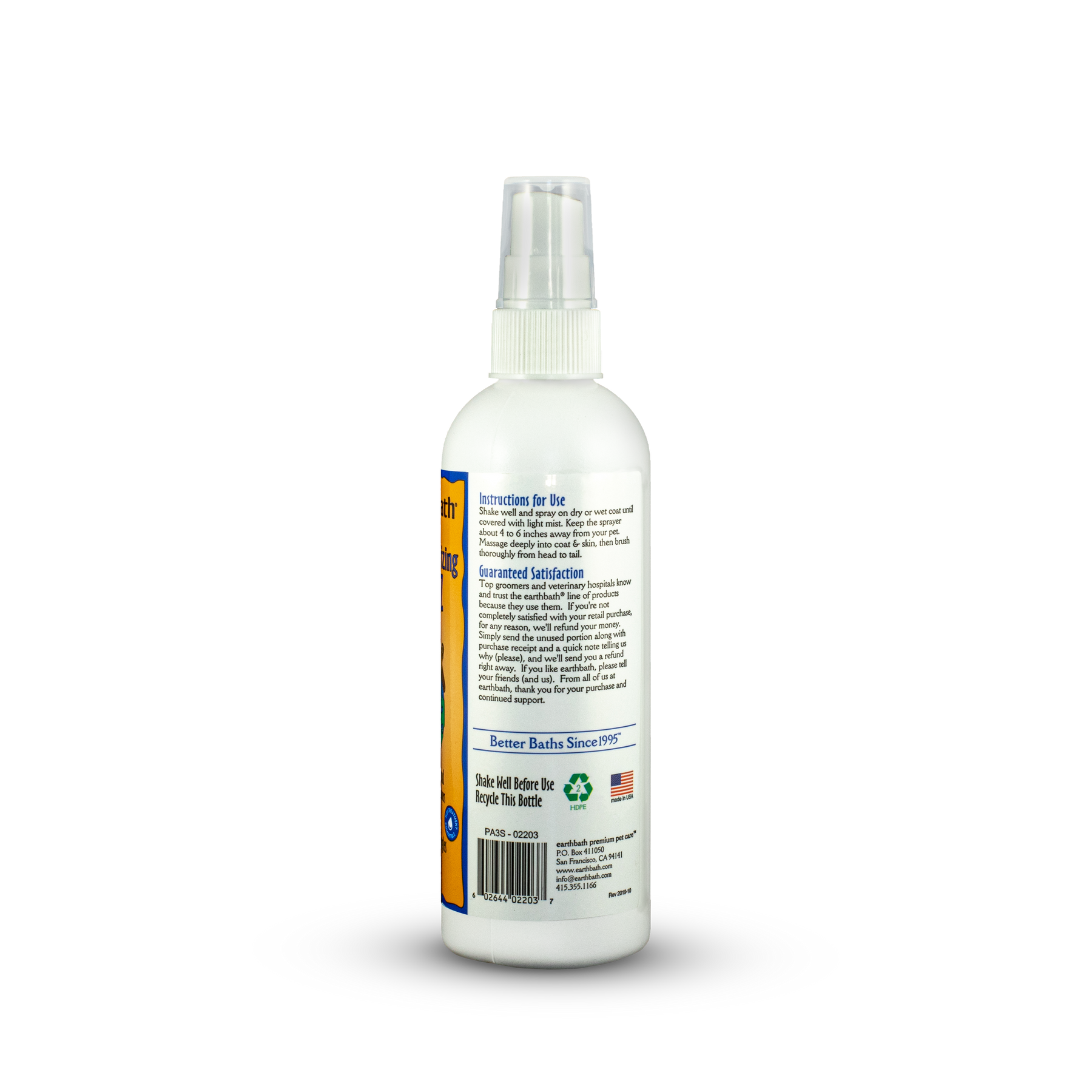 Vanilla Almond Dog Spray Conditions Detangles earthbath