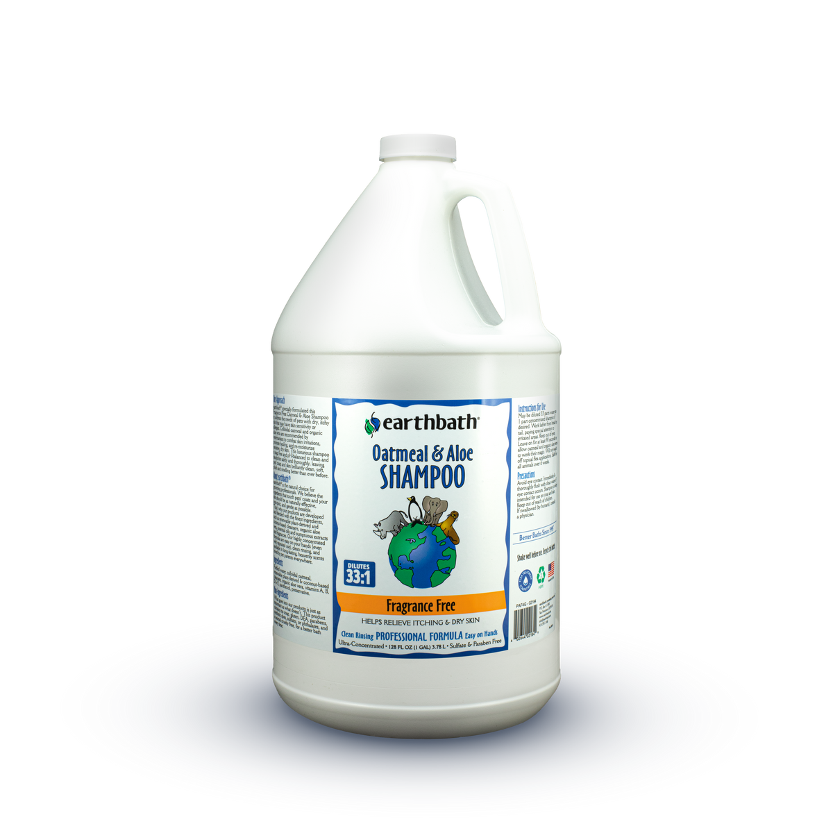 earthbath® Oatmeal & Aloe Shampoo, Fragrance Free, Helps Relieve Itchy Dry Skin, Made in USA, 128 oz