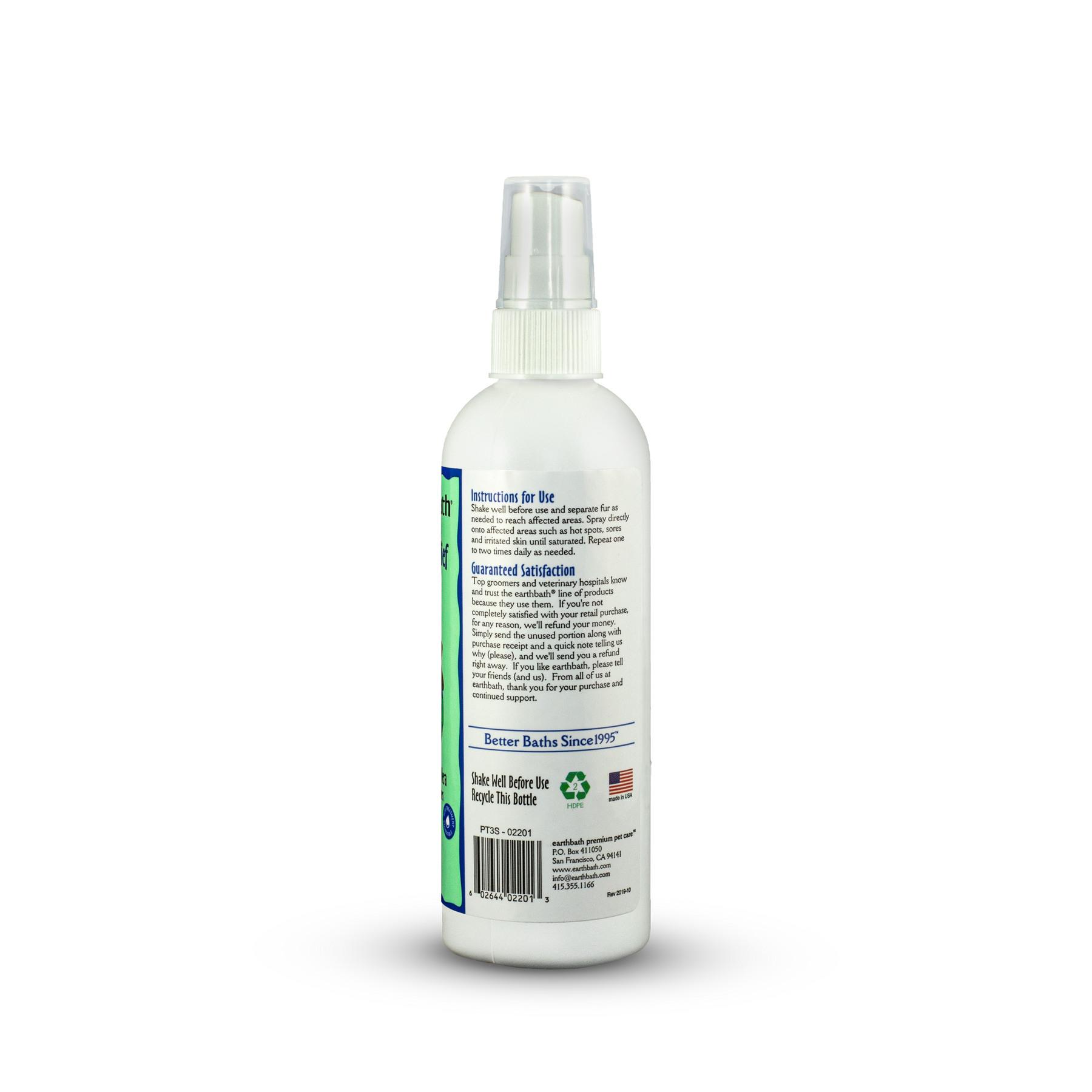 earthbath® Hot Spot Relief Spray, Tea Tree Oil & Aloe Vera, Made in USA, 8 oz pump spray